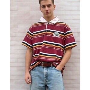 Vtg Think Pink Rugby XXL Yosemite Adventure Team Polo Shirt Gorpcore Y2K RARE